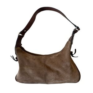 Fossil Shoulder Bag Womens Small Tan  Leather Suede Hobo Purse Y2K